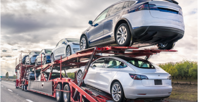 Transporte de veículos leves sobre cegonha